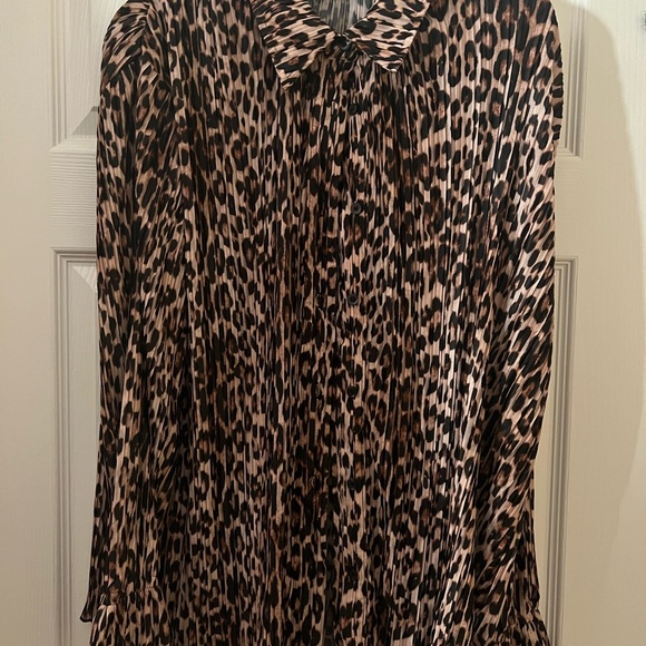 Good American Womens Plisse Animal Print Button-Down Top - SZ 3/4 - L/XL - Picture 4 of 6